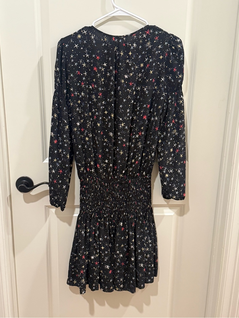 Anine Bing Martha Silk Star Printed Dress Black Small - Picture 11 of 11